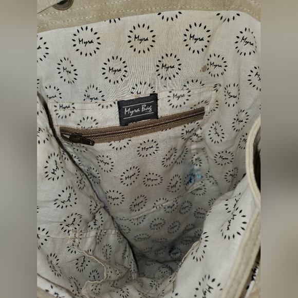 Myra Bags Cafe & Legumes Key Upcycled Canvas Backpack Bag - Picture 4 of 4